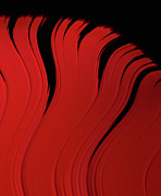 Red Brush Stroke on Black Minimalist Painting Digital Art by Shelli Fitzpatrick