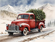Red Christmas Truck Digital Art by Greg Joens