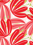 Red flower pattern Digital Art by Johanna Virtanen