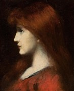 Red Haired Woman in Profile Drawing by Jean Jacques Henner French