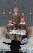 Red Headed Boys and the Ouija Board  Painting by Jo Potocki