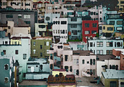 Red House Abstract City Mixed Media by Shelli Fitzpatrick Red House Abstract City Mixed Media by Shelli Fitzpatrick