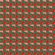 Red Poinsettia Checkerboard Gingham Mixed Media by Elizabeth Reich