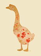 Red Poppy Goose Digital Art by Bamalam Art