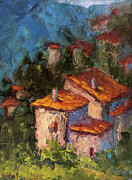 Red Roofs Painting by Radha Rao