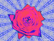 Red Rose Abstract On Blue Digital Art by David McKinney Red Rose Abstract On Blue Digital Art by David McKinney