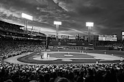 Red Sky over Fenway Park Boston MA Black and White Photograph by Toby McGuire