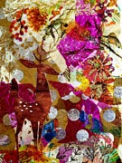 Reindeer in Violet Mixed Media by Deborah Cherrin