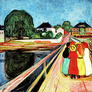 Remastered Art Girls On The Bridge by Edvard Munch 20240403 Painting by - Edvard Munch Remastered Art Girls On The Bridge by Edvard Munch 20240403 Painting by - Edvard Munch