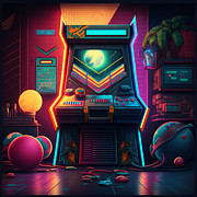 Retro 80s Arcade Cabinet Neon Abstract  Digital Art by Flippin Sweet Gear