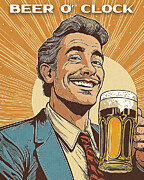 Retro Beer O Clock Bar Man Digital Art by Dan Sproul