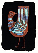 Retro Bird on Black Painting by Donna Mibus