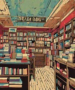 Retro Bookstore Bliss Digital Art by Retro Movie Posters
