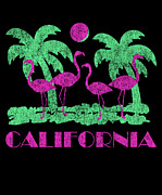 Retro California Pink Flamingos Digital Art by Flippin Sweet Gear