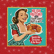 Retro Christmas Funny as a Fruitcake  Digital Art by Diane Dempsey