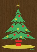 Retro Christmas Tree in Red, Green and Gold Digital Art by Donna Mibus