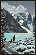 Retro Lake Louise Poster Art Digital Art by Sassan Filsoof