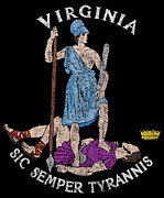 Retro Seal of Virginia Sic Semper Tyrannis Digital Art by Flippin Sweet Gear