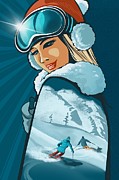 Retro Ski Chic Painting by Sassan Filsoof