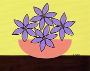 Retro Tabletop Flowers in Purple Painting by Donna Mibus
