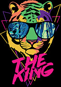 Retro Tiger The King in Cool Sunglasses Digital Art by Jacob Zelazny