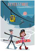 Revelstoke Winter Travel Poster Painting by Sassan Filsoof