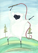 Ribbon Dancer Sheep Number Two Painting by Jo Potocki