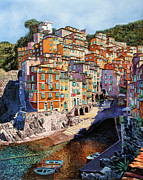 Riomaggiore Painting by Guido Borelli Riomaggiore Painting by Guido Borelli