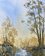 Riverbank in Blue and Gold  Painting by Glenn Marshall