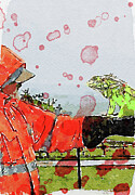 Rob and the Iguana  Mixed Media by Shelli Fitzpatrick