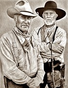 Robert Duvall and Tommy Lee Jones Drawing by Andrew Read
