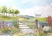 Robin and Sheep Painting by Annabel Burton