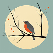 Robin Bird Aesthetic Painting by Lourry Legarde