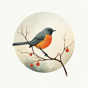 Robin Bird Illustration Painting by Lourry Legarde Robin Bird Illustration Painting by Lourry Legarde