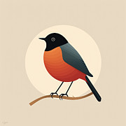 Robin Bird Minimalist Painting by Lourry Legarde Robin Bird Minimalist Painting by Lourry Legarde