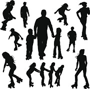 Roller-skating Silhouettes Drawing by CDH_Design