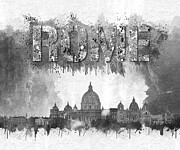 ROME BLACK AND WHITE stylized skyline Digital Art by Stefano Senise ROME BLACK AND WHITE stylized skyline Digital Art by Stefano Senise
