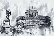 Rome, Mausoleum of Hadrian - 15 Painting by AM FineArtPrints Rome, Mausoleum of Hadrian - 15 Painting by AM FineArtPrints
