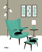 Room with Teal Papa Bear Chair Digital Art by Donna Mibus