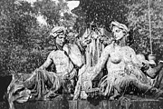 Rossio Fountain Lisbon Portugal Black and White  Photograph by Carol Japp