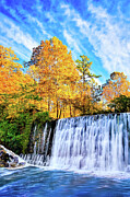 Roswell Mill Dam - Georgia Fall Color Photograph by Mark Tisdale