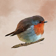 Round Red Robin Digital Art by Bamalam Art