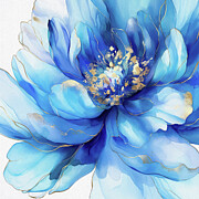 Royal Blue Peony Painting by Tina LeCour Royal Blue Peony Painting by Tina LeCour