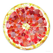 Ruby Red Grapefruit Half Fruit Art Painting by Sharon Cummings