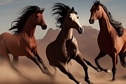 Running Horses Digital Art by Beverly Read