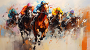 Rush of the Race - Horse Racing Art Painting by Lourry Legarde Rush of the Race - Horse Racing Art Painting by Lourry Legarde