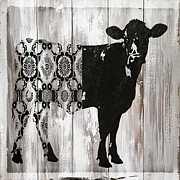 Rustic Black Cow Painting by Tina LeCour Rustic Black Cow Painting by Tina LeCour