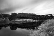 Rustic Bridge Over Hat Creek - Shasta County California - Monoch Photograph by Mike Lee