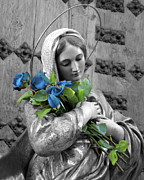 Saint Mary and Blue Roses Photograph by Munir Alawi