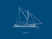 Sakoleva - traditional Greek sailing ship - Blueprint Drawing by Panagiotis Mastrantonis